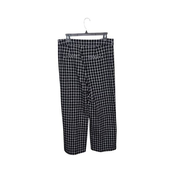 Ann Taylor Black White Checkered Wide Leg High Rise Pants Size 8 Medium Stretch - Picture 2 of 7